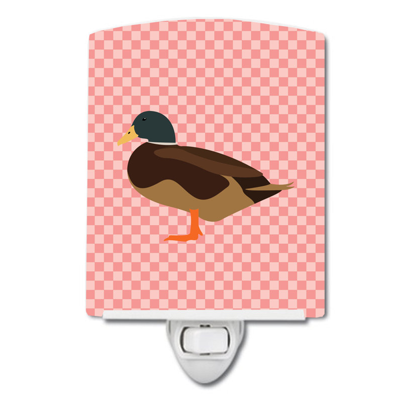 Bantam Duck Check Ceramic Night Light, Pink