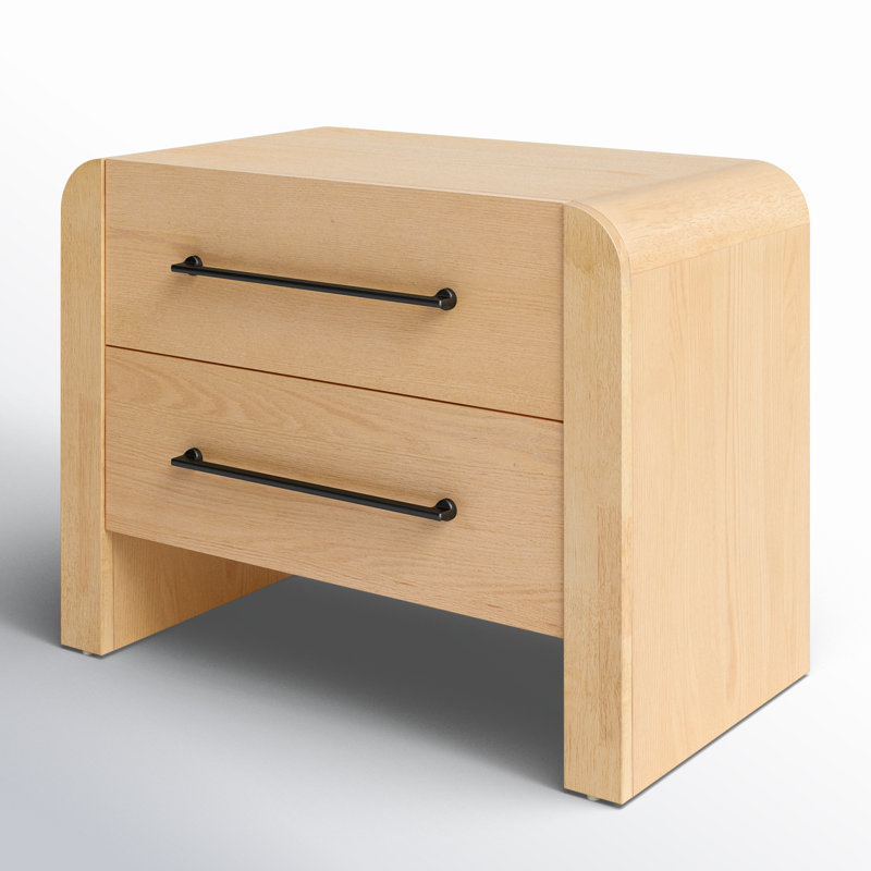 Katrina Wood 2 Drawer Nightstand, Natural