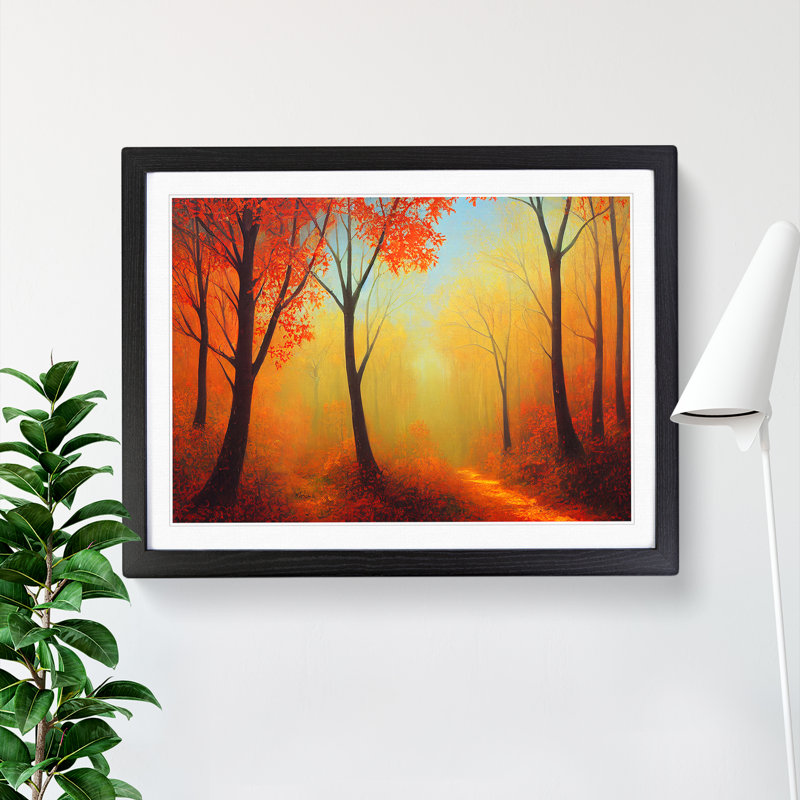 XH1022-6720X Painting Of An Autumn Forest Vol.5 - Single Picture Frame Print, 46cm H x 64cm W x 2cm D, Black