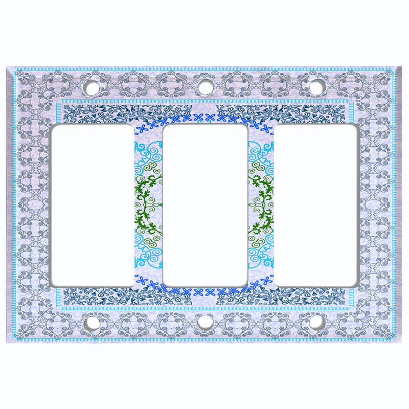 3 - Gang Toggle Light Switch Standard Wall Plate, Blue