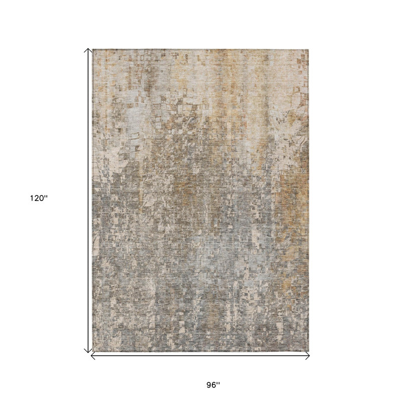 Tapis extérieur lavable abstrait gris et taupe 8 pi x 10 pi beige