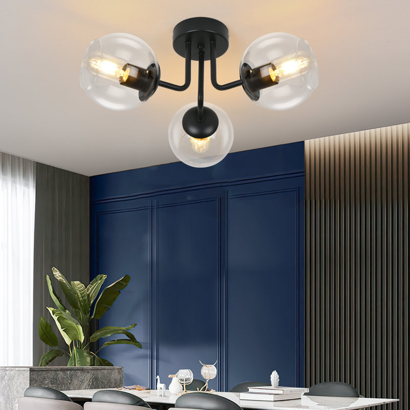 Plafonnier semi-encastré 3 lumières, Noir