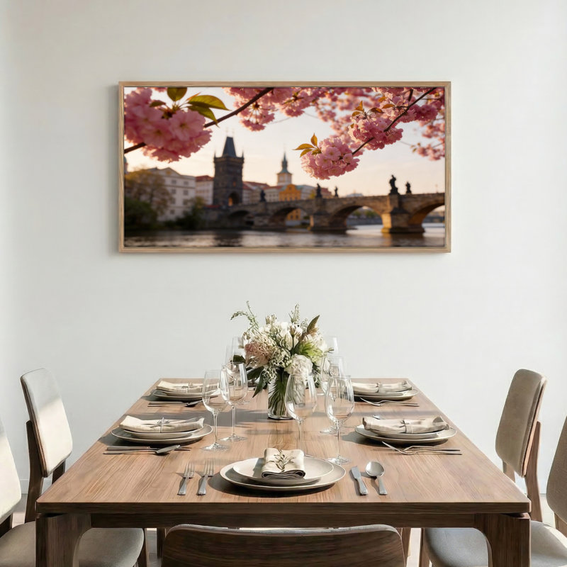 Tableau encadré sur toile « Cherry Bridge » (1 pièce), 147 x 71 cm, 58 po x 28 po