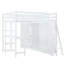 Lit mezzanine double avec garde-robe, bureau et tablettes, blanc