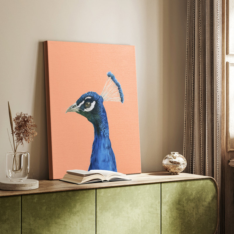Portrait de paon pêche II - galerie Cavas sur mesure, H 60 po x l 40 po