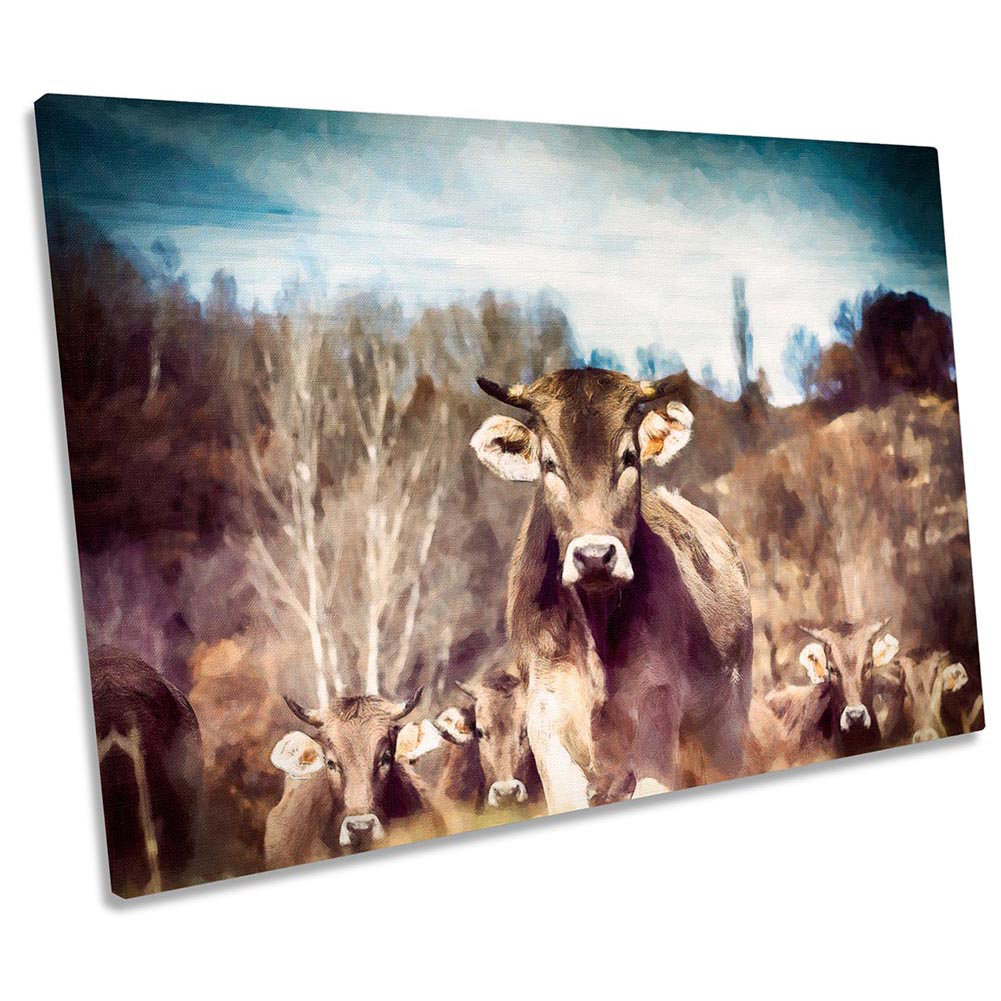 Cow Field Farm Brown - Wrapped Canvas Print