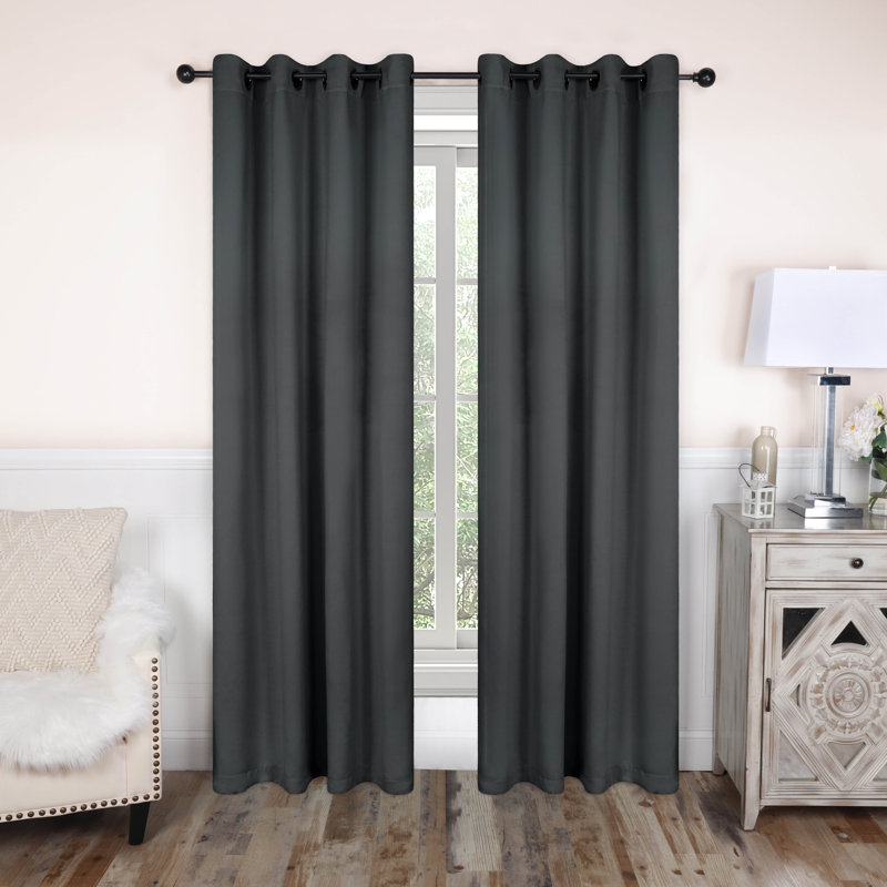 Bertrand Solid Modern Room Darkening Curtain Panel, Gray, 52" W x 120" L