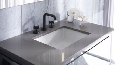 Base de meuble-lavabo simple avec cadre 30 po Profile, Tiroir de plomberie, Non, Miroir / or mat