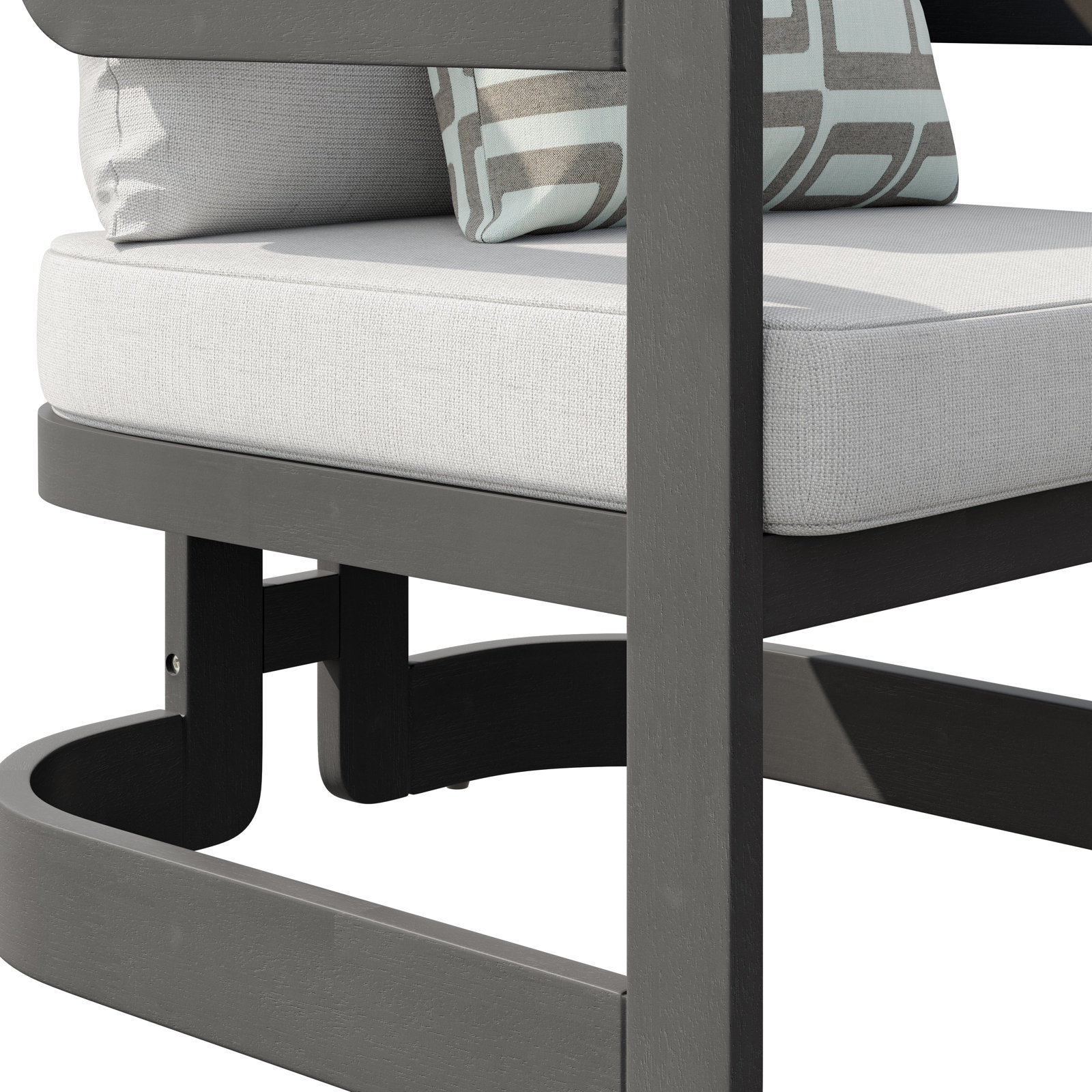 Dutton Acacia Patio Lounge Chair, Gray Cushion/Gray Frame, Olefin