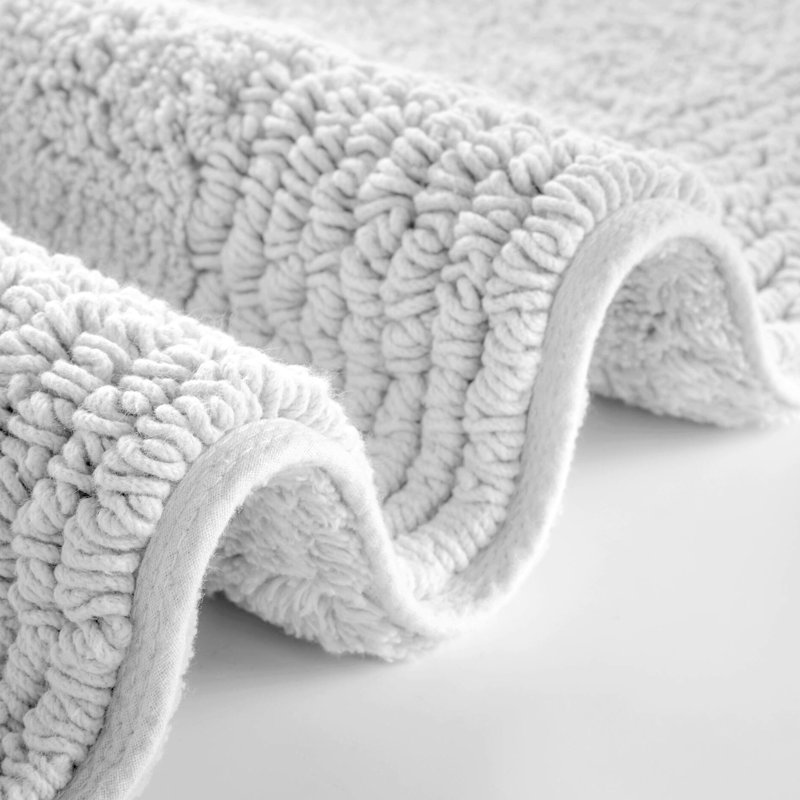100% Cotton 3000 Gsm Reversible Grey Bath Rug 20x30" - Machine Washable, Medium Pile Rug, Non Slip Option Dense And Comfortable,