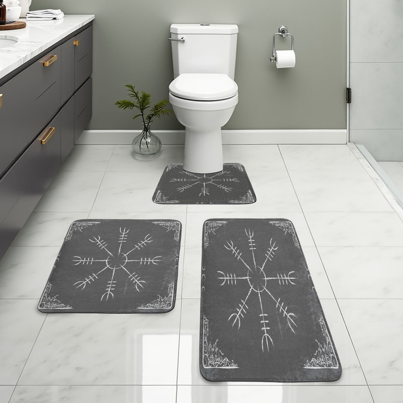  Ensemble de 3 tapis gris et blanc pour salle de bain gris et blanc