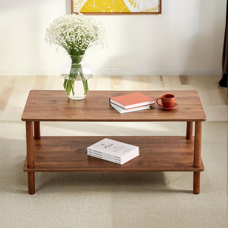 Coffee Table,Cocktail table,Living room table with Open Storage Shelf, Walnut Duplicate