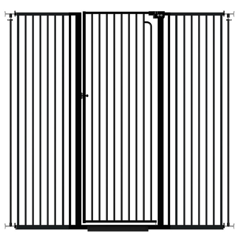 Barrière extra haute pour animaux 57 po avec fermeture automatique | Barrière pour animaux pour escaliers, ouvertures larges | Réglable 57 po - 62 po - noir
