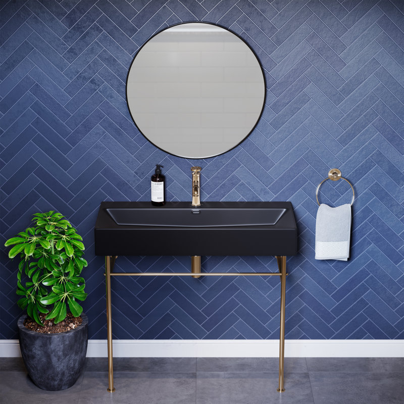 Claire 40 Ceramic Console Sink Matte Black Basin, null