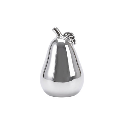 Silver Ceramic Pear Decor