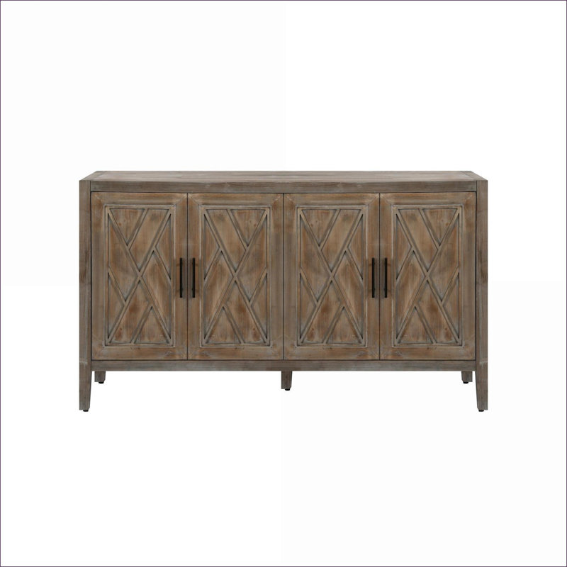 Cabinets, 60” Modern Farmhouse 4-Door with Adjustable Shelf Natural Fir Wood Walnut Brown | Hallway | Traditional