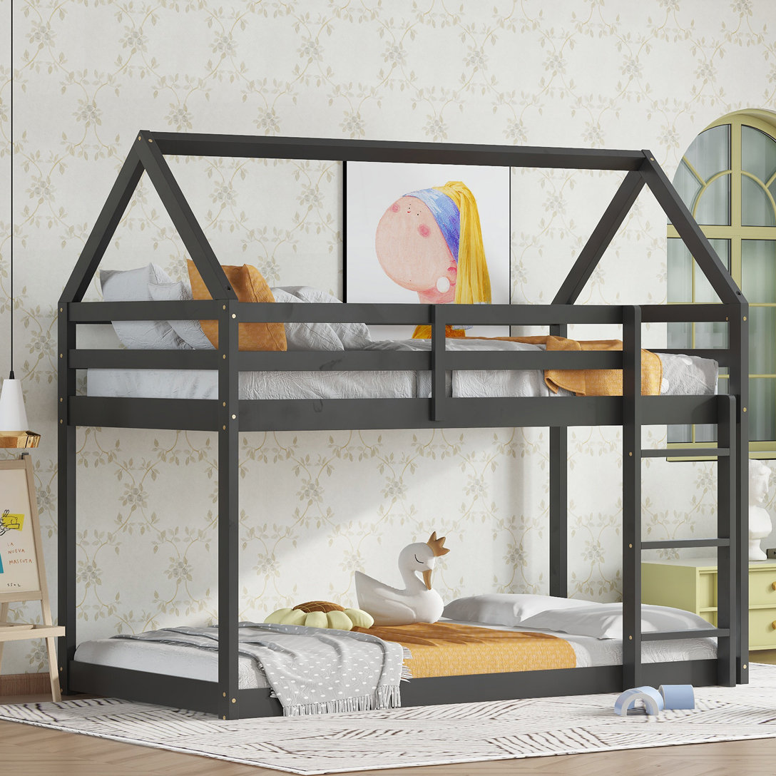 Harper Orchard Twin over Twin Rubber Wood Floor Bunk Bed - Wayfair Canada