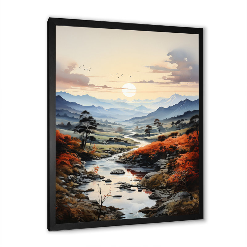 «England Misty Valleyengland Landscape», reproduction sur toile, H 44 po x l 34 po x P 1,5 po, Cadre photo noir