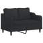  Ensemble de canapé en tissu noir (100% polyester), métal, textilène, contreplaqué