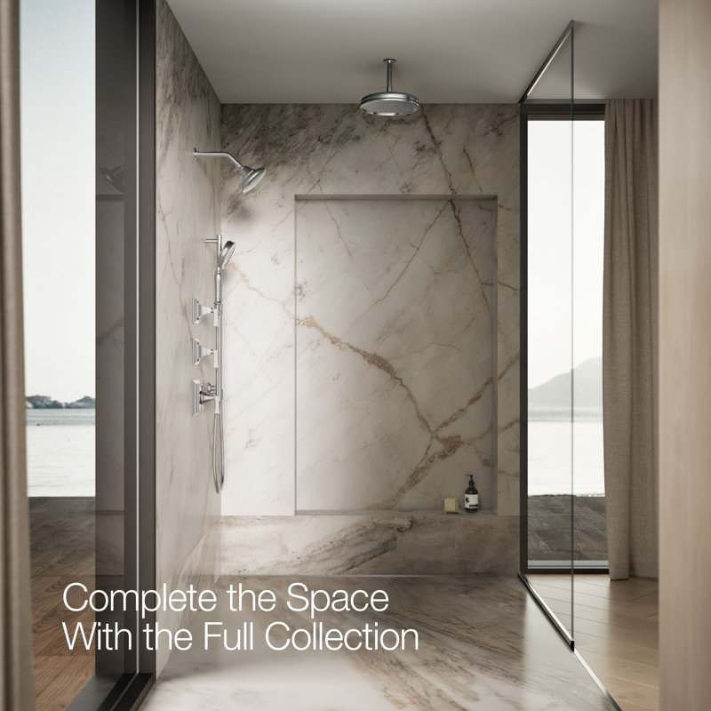 Pinstripe Single-Function Full/Standard Fixed Shower Head, Polished Chrome