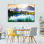 Montagne et lac au lever du soleil sur toile-569036852