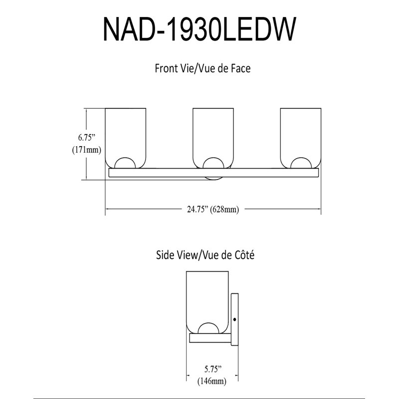 Éclairage à DEL à intensité variable pour meuble-lavabo Bennay, Laiton vieilli