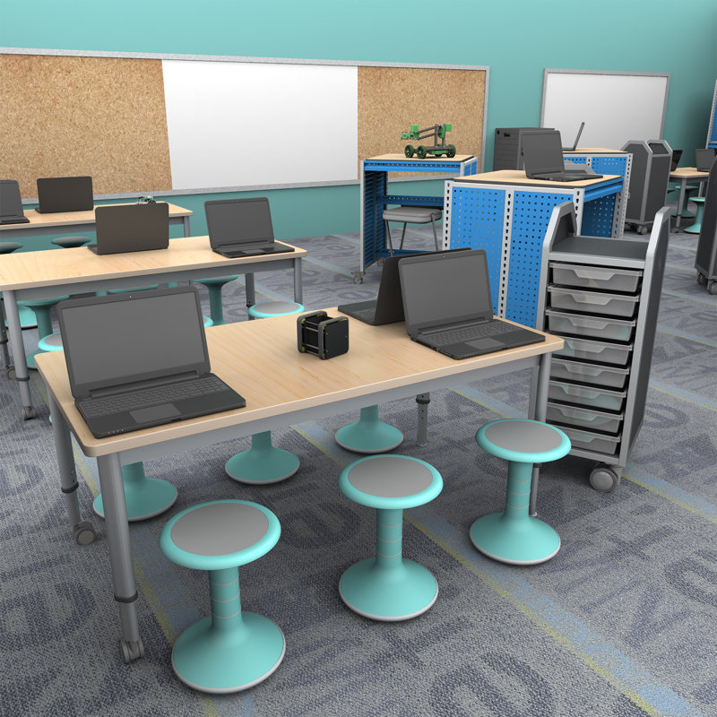 Tabouret Crossen Classroom, H 16 po, Turquoise