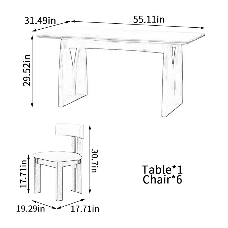 Table de salle à manger Retro Simple, H 29,52 po x L 55,11 po x l 31,49 po, Brun, Blanc / Brun