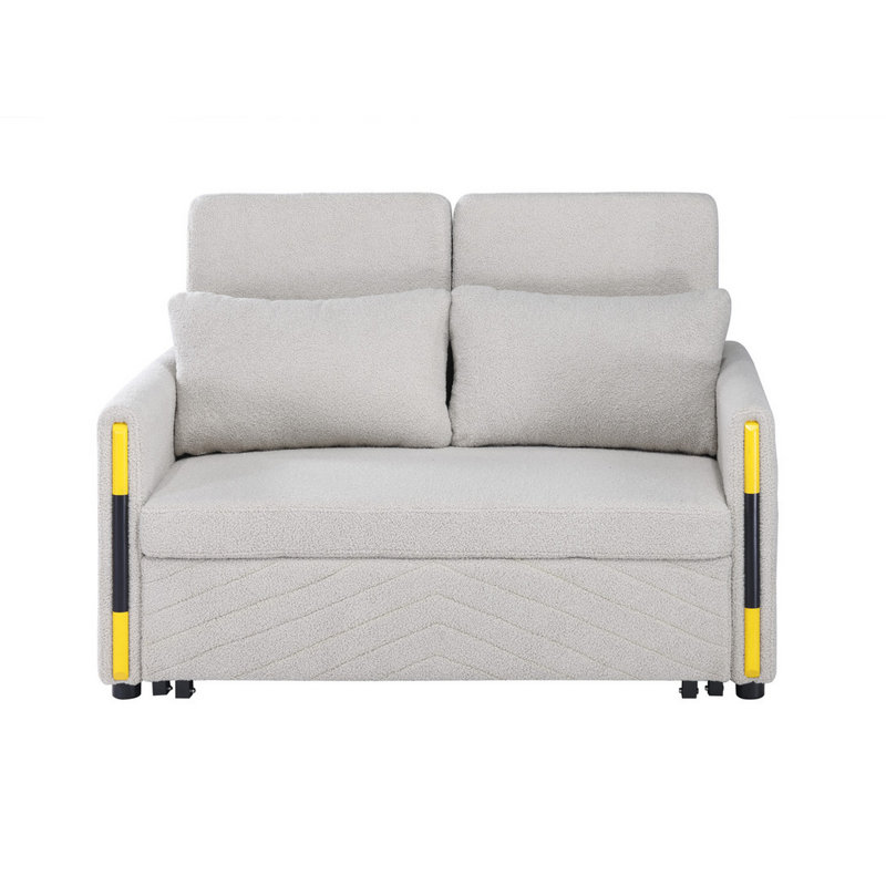 Canapé-lit rembourré 55,5 po Sconiers, Velours beige