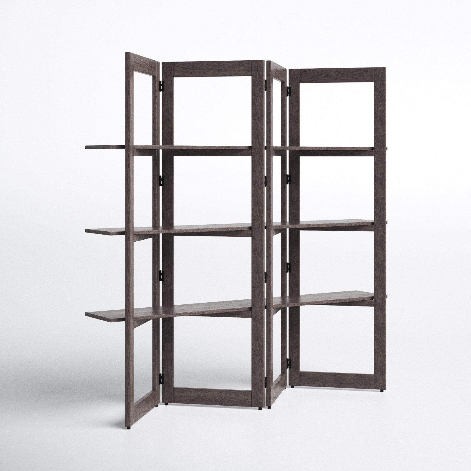 Wide Geometric Bookcase, Dark Brown