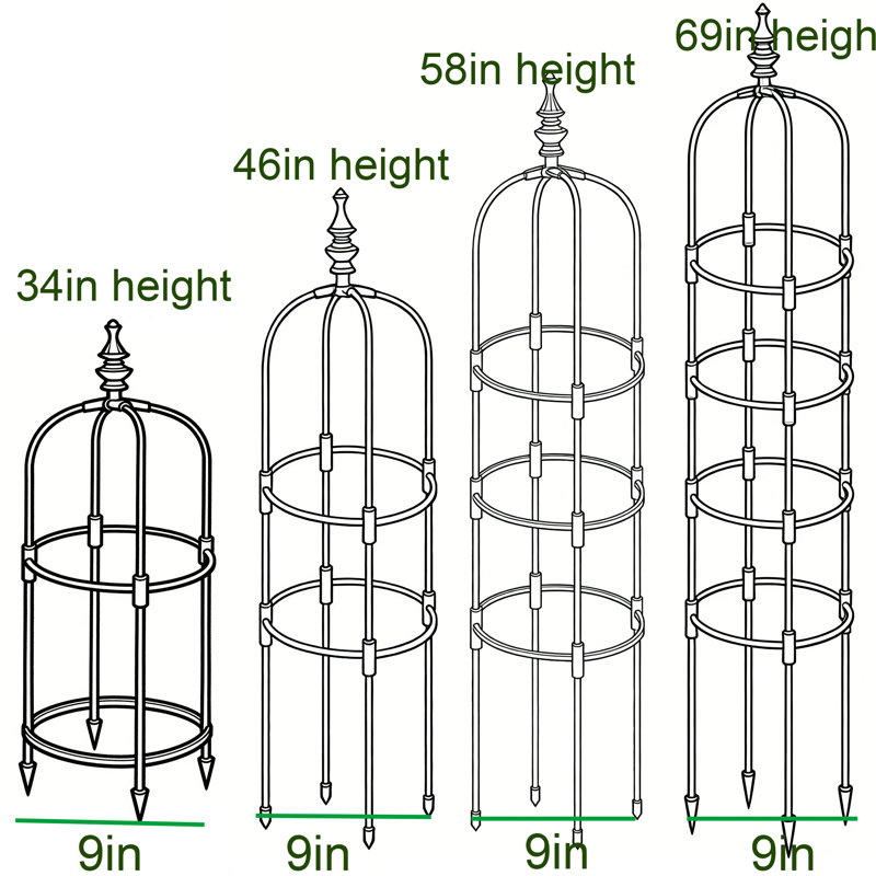 Treillis Obélisque pour plantes grimpantes Black Garden, 58" H x 9" W x 9" D