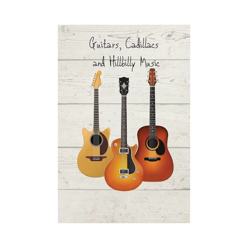 Guitars, Cadillacs And Hillbilly Music - Print on Canvas, Wrapped Canvas, 30.48 cm H x 45.72 cm W