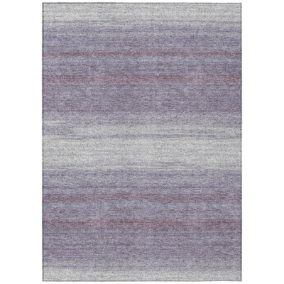 5' X 8' Lavender And Ivory Abstract Washable Indoor Outdoor Area Rug