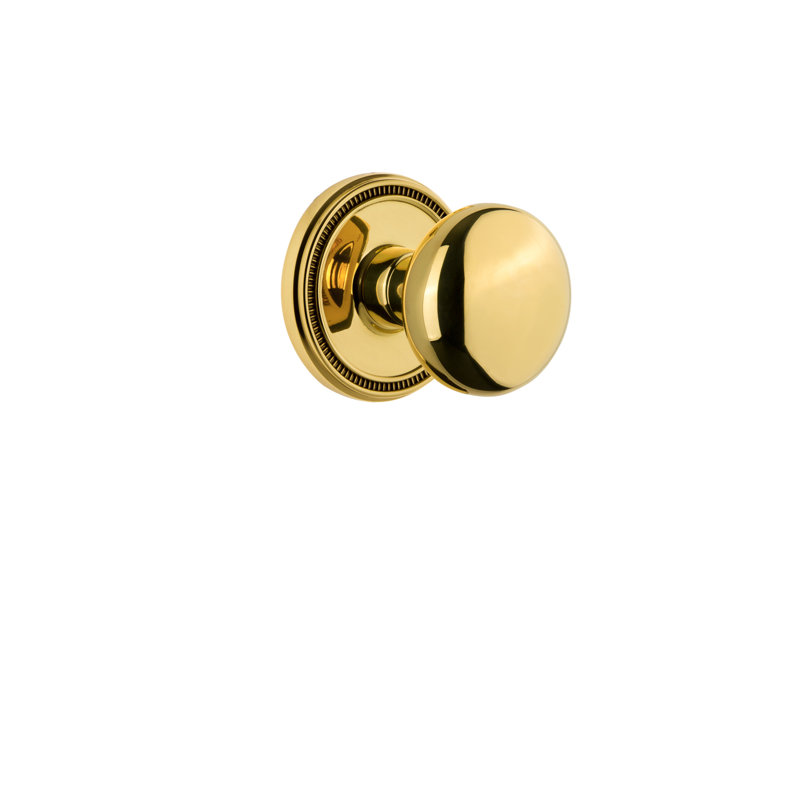 Rosette double avec bouton de porte Fifth Avenue Grandeur Soleil, Laiton intemporel