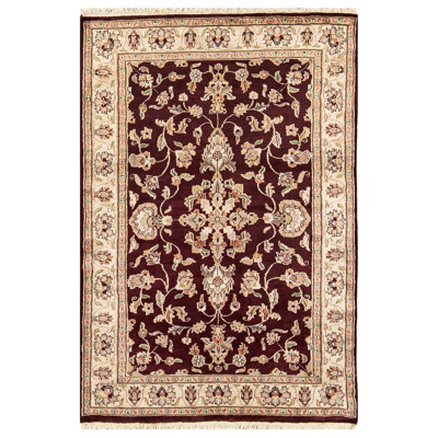 Hand-Knotted High-Quality Rust and Ivory Area Rug