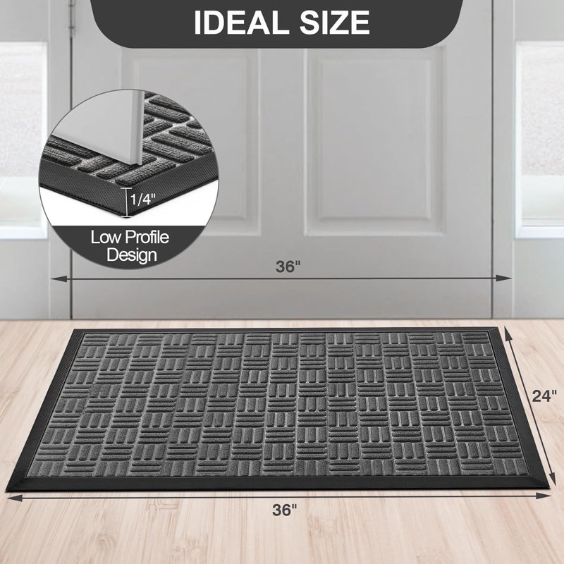 Tapis de porte robuste et durable pour l'extérieur intérieur, Gris, 24 po x 36 po