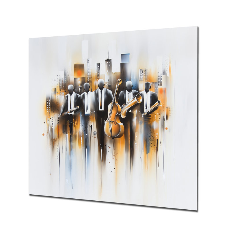 Abstract Jazz Musicians In The Studio II - Music Metal Wall Decor, Music Jazz Metal Print, 29" H x 29" W x 0.84" D