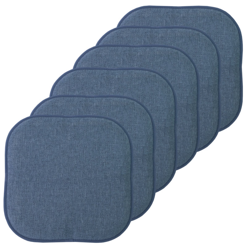 Coussin de chaise en mousse viscoélastique antidérapante 16 po x 16 po Alexis, Paquet de 6, En jean
