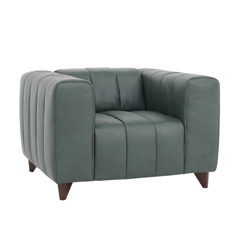Fauteuil en cuir à grain supérieur Octavia - vert