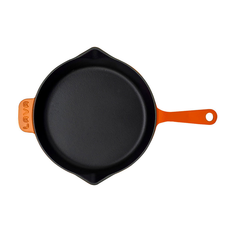 Poêle en fonte émaillée 11 pouces avec becs verseurs Lava, Orangé