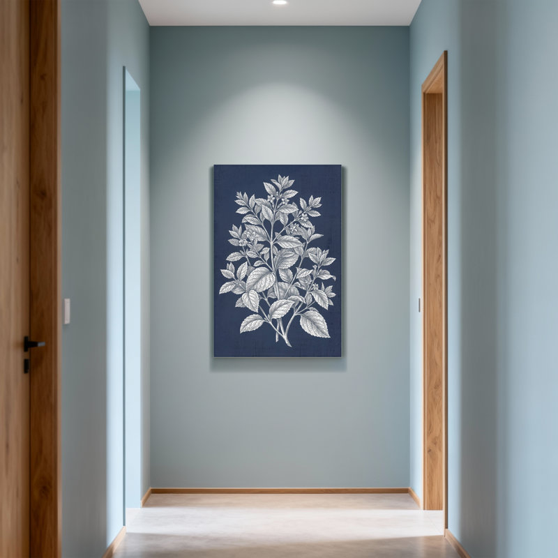 Plantes et fleurs, conception de plante botanique sur fond bleu marine, H 24 po x l 16 po