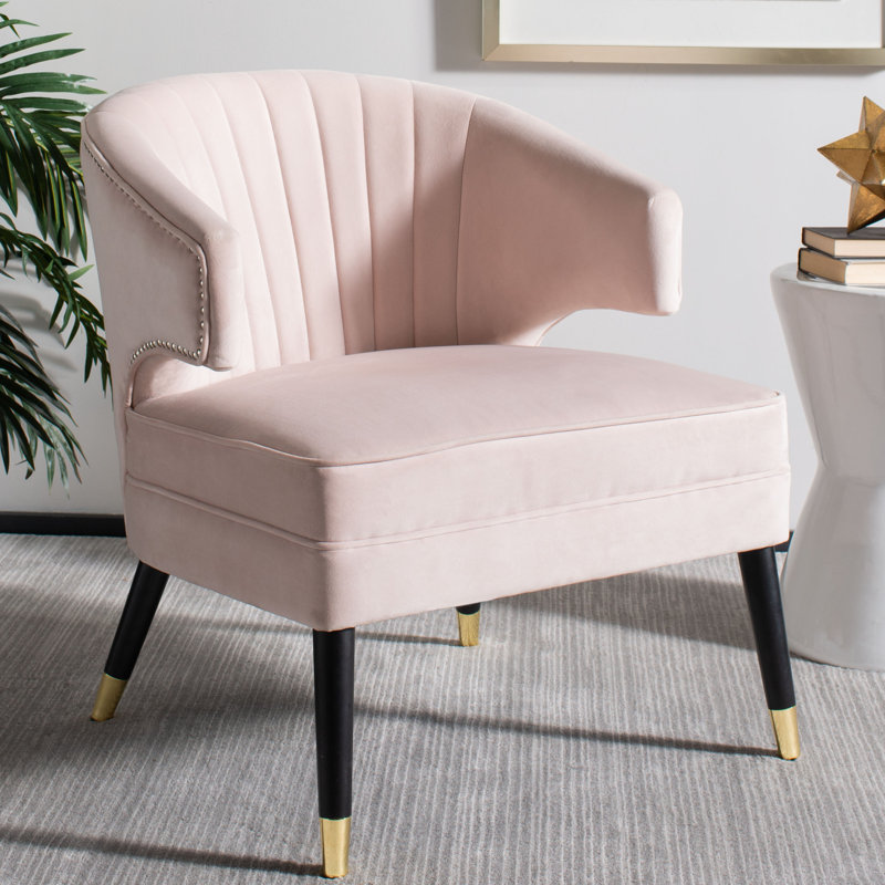 Velveteen Velvet Wingback Chair, Blush Pink Velvet