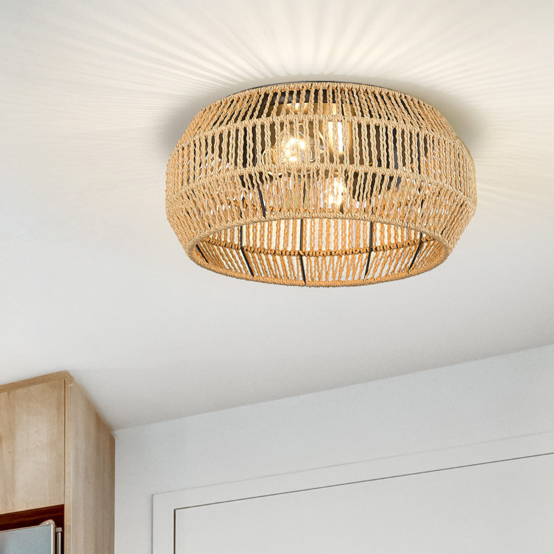 Plafonnier encastré 2 lumières 14,125 po Lanny, Noir/naturel