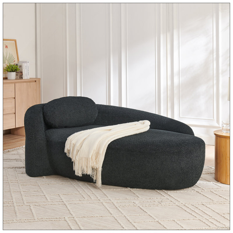Fauteuil paresseux moderne simple ovale avec dossier intégré, accoudoirs latéraux et coussin, chaise longue compacte peu encombrante pour le salon - noir