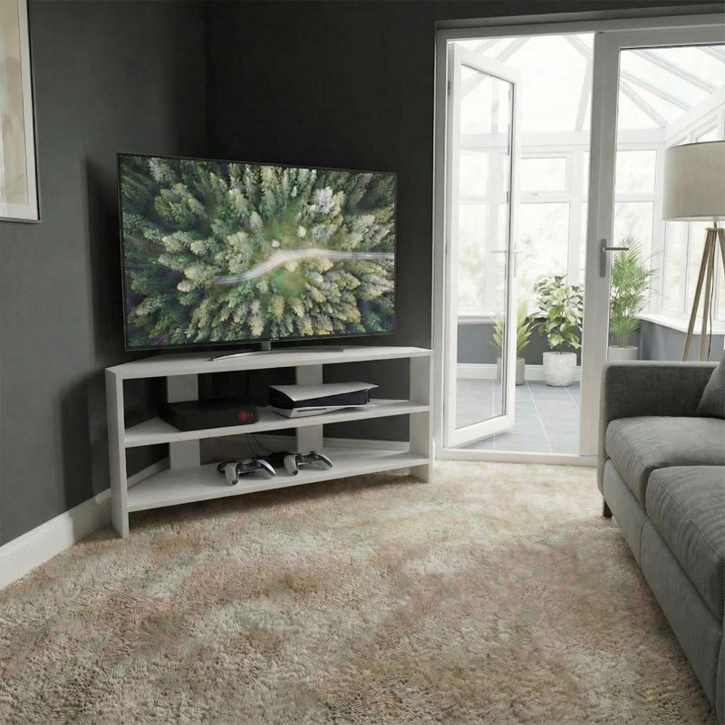 Unfinished Corner TV Stand for TVs up to 32", White