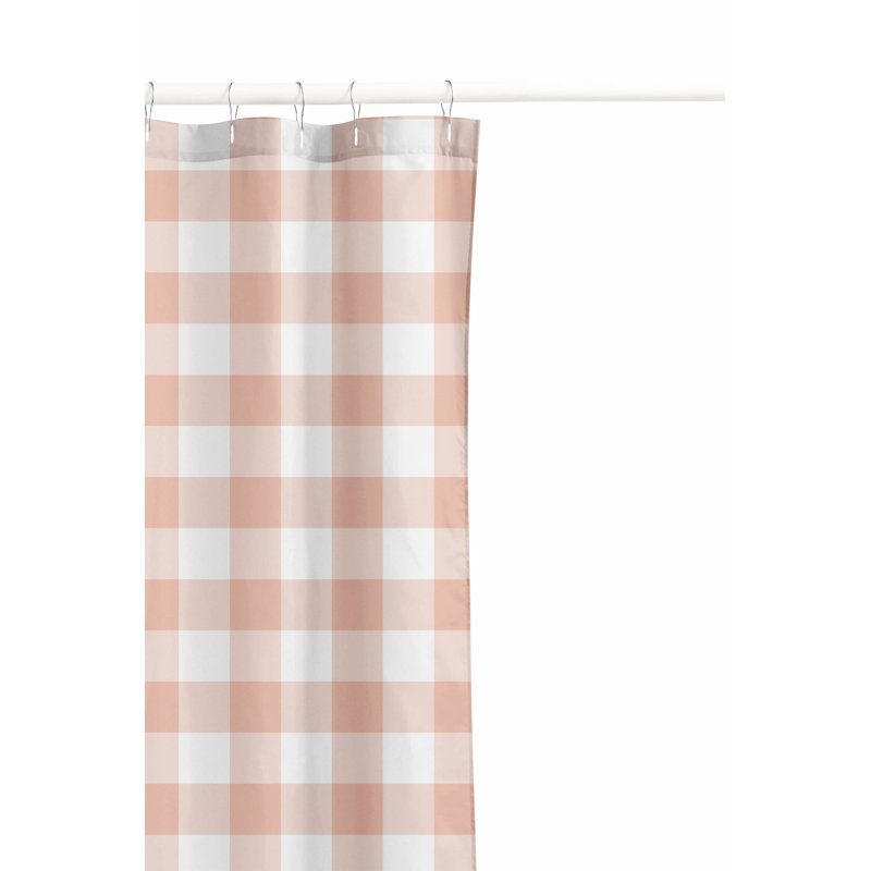 Proper Gingham Ultra-Thin Lightweight Shower Curtain, Pink