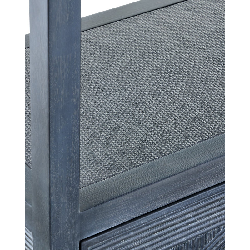 Santos Solid Wood Etagere Bookcase, Vintage Navy