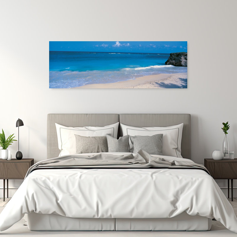 Ginger Bay, Barbade paisible, serein, abstrait, palmier, plage, art mural tropical, H 60 po x l 20 po
