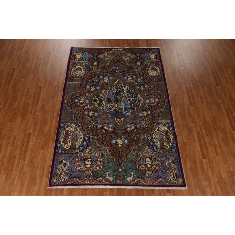 Tapis persan à motif de chasse Hash Design Kashmar 7x10
