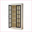 Cabinets, vitrine de ferme 71,2 po avec portes en verre, blanc et amp; Noir | Panneau de fibres à densité moyenne et amp; Bambou-1418025897